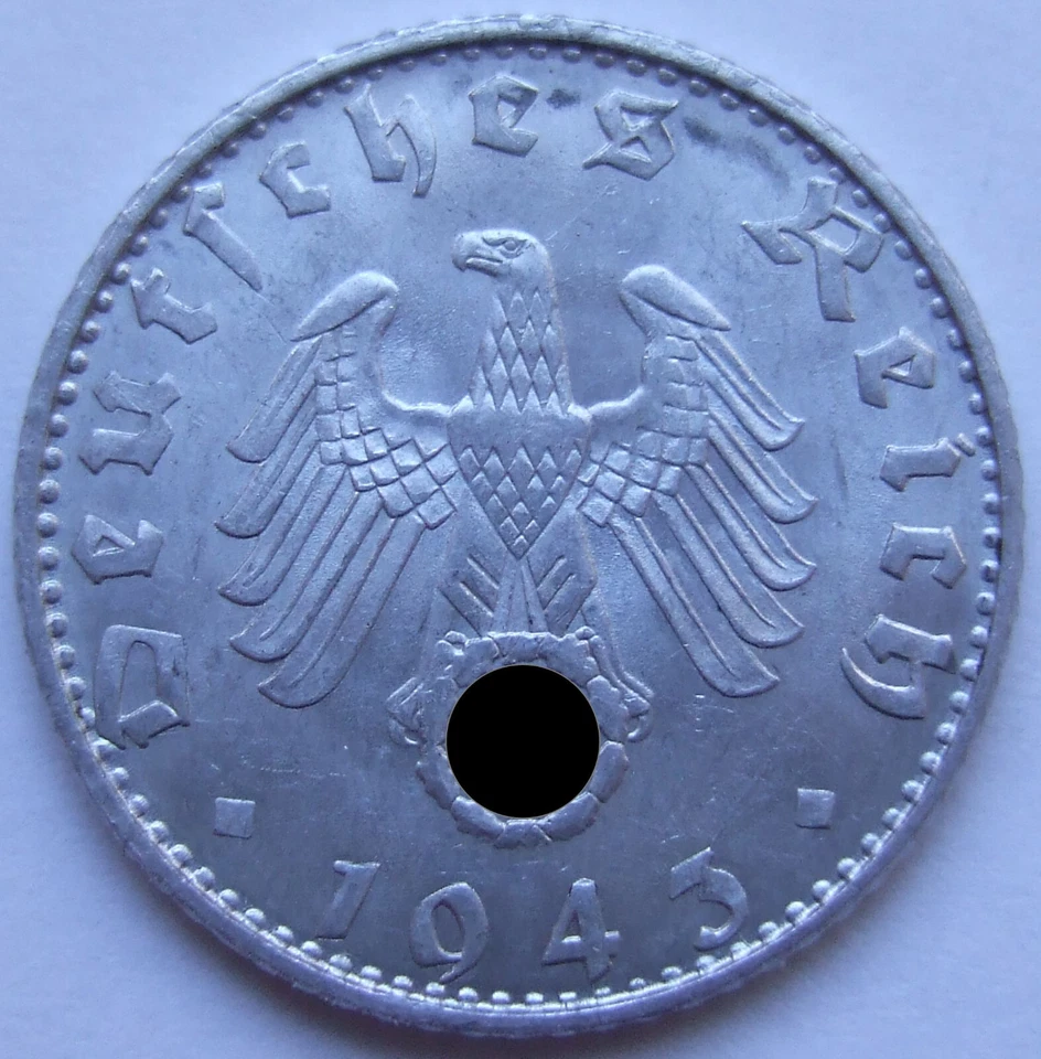 50 Reichspfennig 1943 B 3. Reich Kursmünze J. 372 Wien Aluminium f. Stempelglanz - Bild 2 von 2