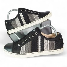 UGG Jemma Woven Casual Leather Slip-on Sneakers Black / Grey 1011220 Women's 9.5