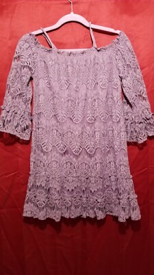 Faith & Flower Women's Bell 3/4  Sleeve Lined Blouse Top Sz L Embroidered look 