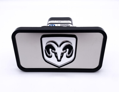 ABS irrored Tow Hitch Cover w/ Black Dodge RA Eble - Fits 2