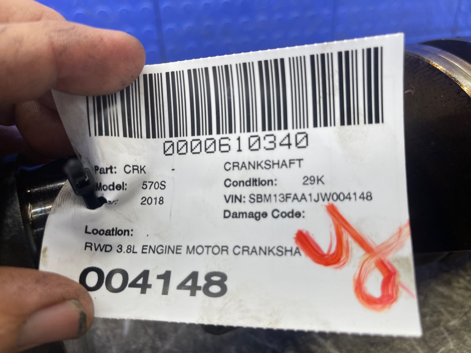 2016-2021 MCLAREN 570S RWD 3.8L ENGINE MOTOR CRANKSHAFT CRANK SHAFT *NOTE*