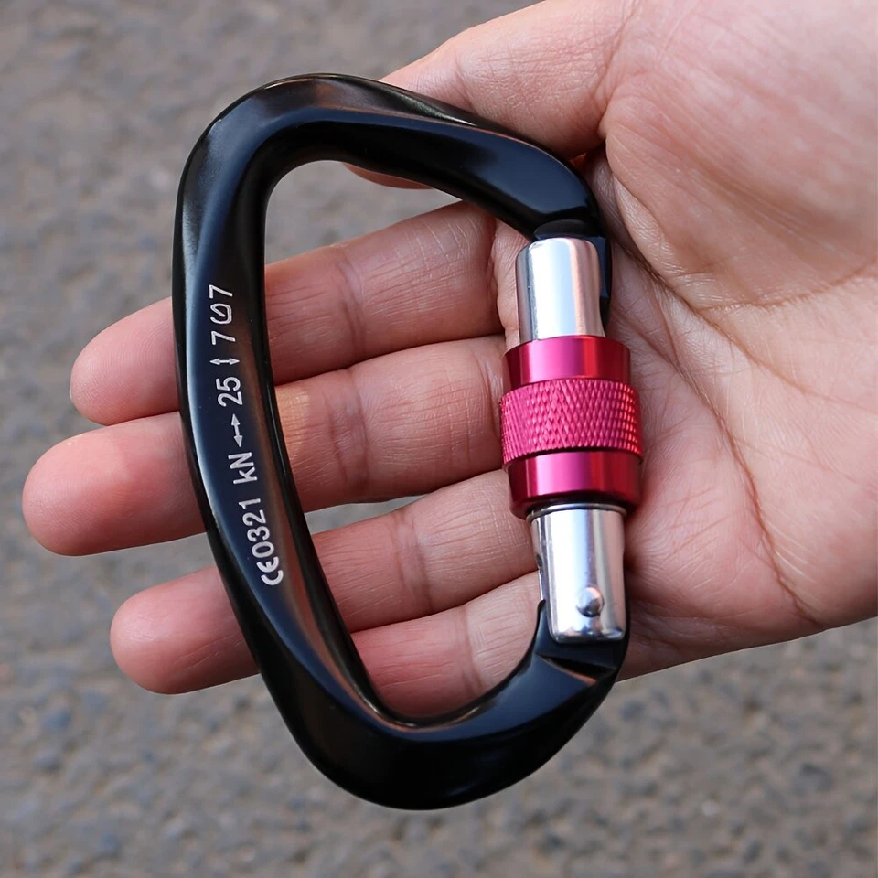 Lote de 4 clips de mosquetón de bloqueo de aluminio de 25 piezas-25KN para escalar en roca ganchos a presión Foto 2 de 4