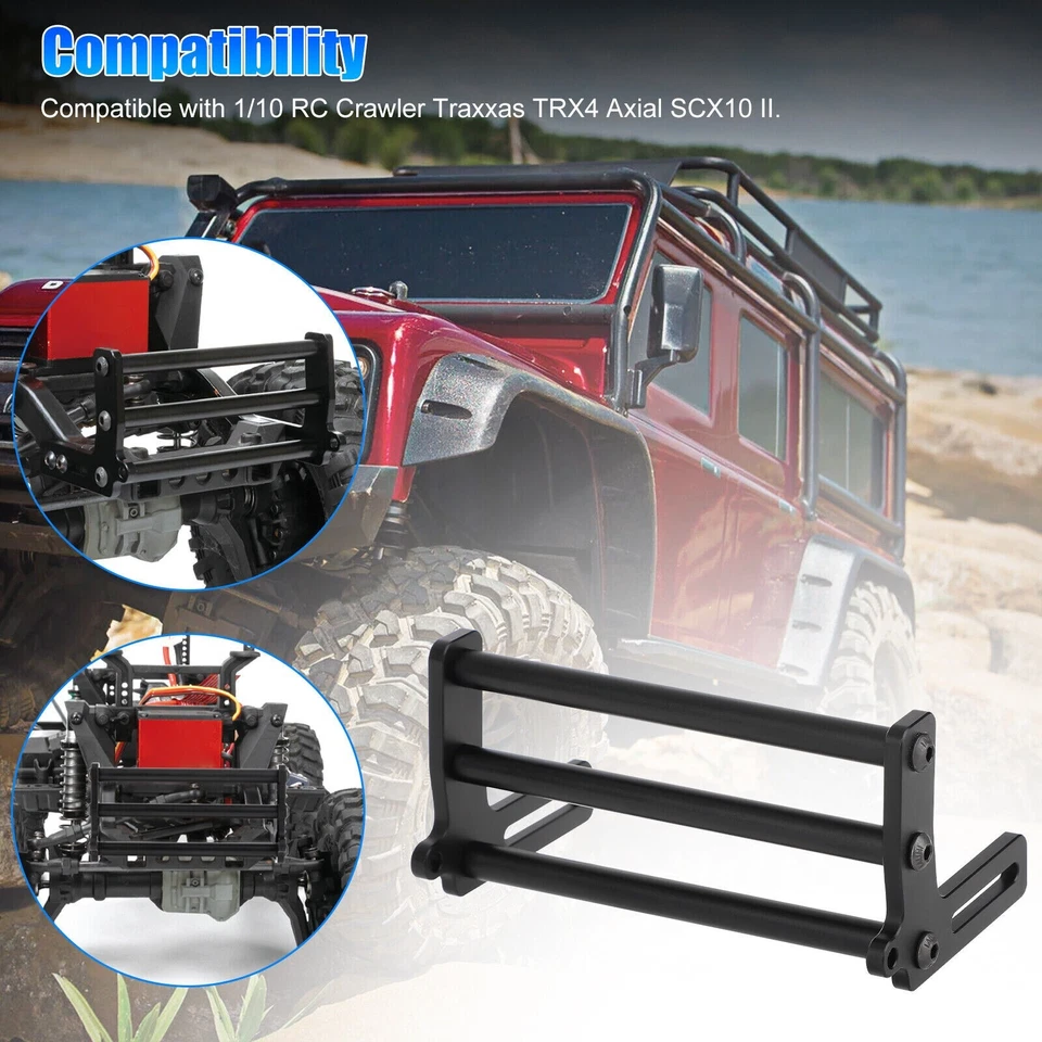 Metal Front Bumper Bars Set for 1/10 Traxxas TRX4 Axial SCX10 II RC Crawler Car - Image 3 of 4