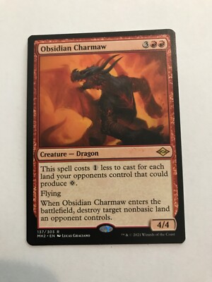 Obsidian Charmaw : MtG Modern Horizons 2 Regular NM; dragon red etb destroy land