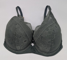 Aerie Womens Bra Sz 34DD Green Floral Real Power Plunge Push Up Lace Underwire