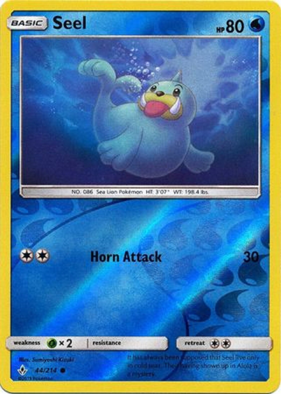 POKEMON CARD SEEL REVERSE HOLO 44/214 NO 086 SEA LION POKEMON TCG CCG