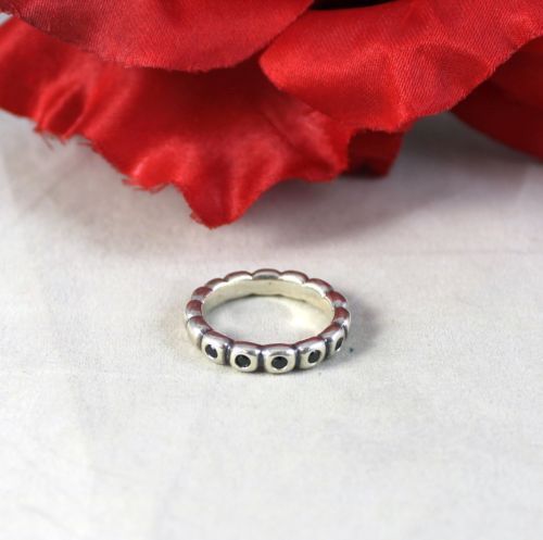 Sterling Silver Retired  Pandora ALE Black Stackable Ring Size 6.5  CAT RESCUE