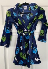 Minecraft Creeper Fleece Robe Blue With Belt  See Pics For Approx Size 