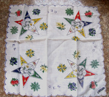 Vintage Masonic Colorful Handkerchief Order of the Eastern Star Hanky