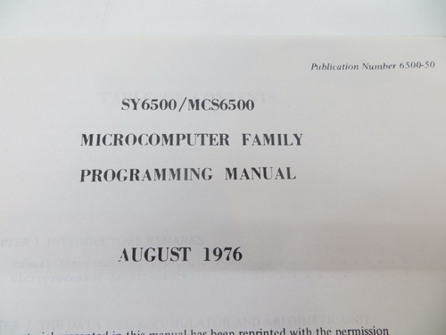 Synertek SY6500/MCS6500 Microcomputer Family Programming Manual 1976 - - Afbeelding 2 van 12