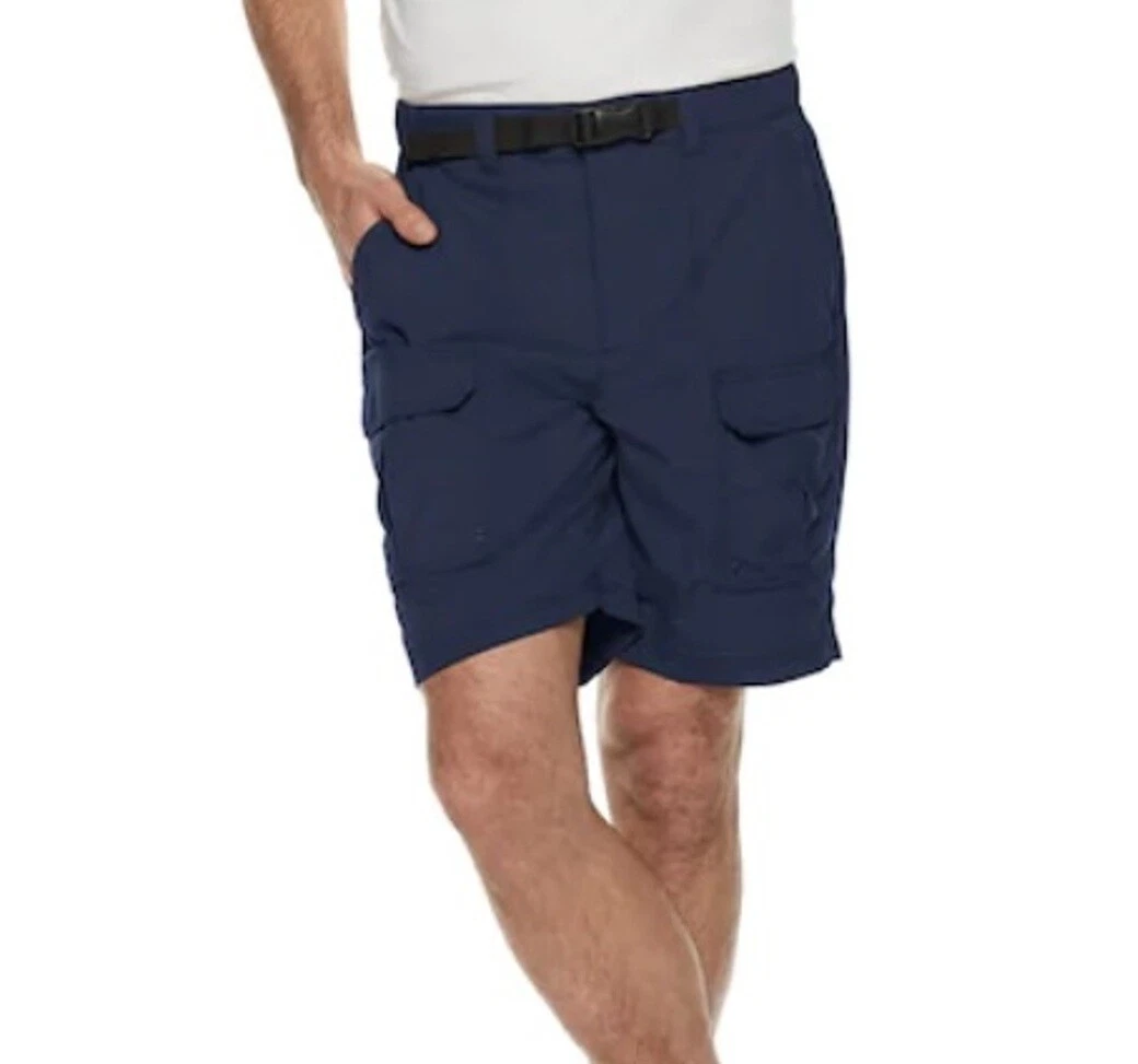 Mens Classic Fit Lightweight Outdoor Belted Side-Elastic Summer Cargo Shorts