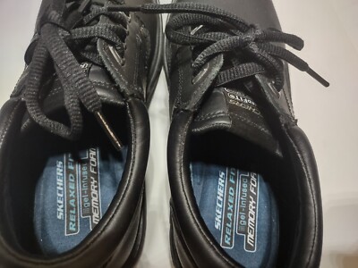Skechers Relaxed Fit Gel Infused Memory Foam Lace Up Black 