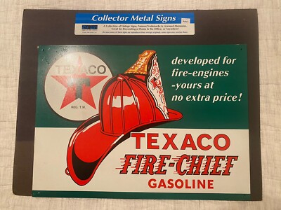 TEXACO Fire Chief Gasoline MOTOR OIL Gas Vintage Reproduction Sign Made In USA