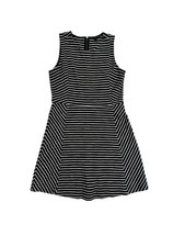 J. Crew Womens Fit & Flare Dress Striped Back Zip Cotton Black White Size 8 EUC