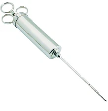 Kitchen FX Stainless Steel Marinade Injector 2 Oz Ounce Silicone Seal 2 Needles