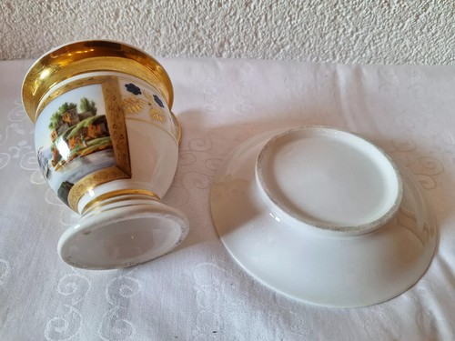 magnificent Biedermeier picture cup landscape with saucer around 1840 - Picture 5 of 7