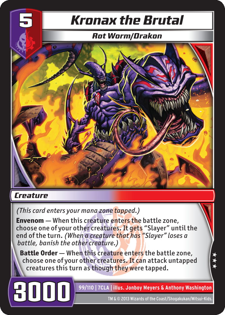 Kaijudo X1 KRONAX THE BRUTAL Rare #99/110 7CLA Clash of the Duel