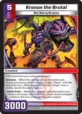 Kaijudo X1 KRONAX THE BRUTAL Rare #99/110 7CLA Clash of the Duel