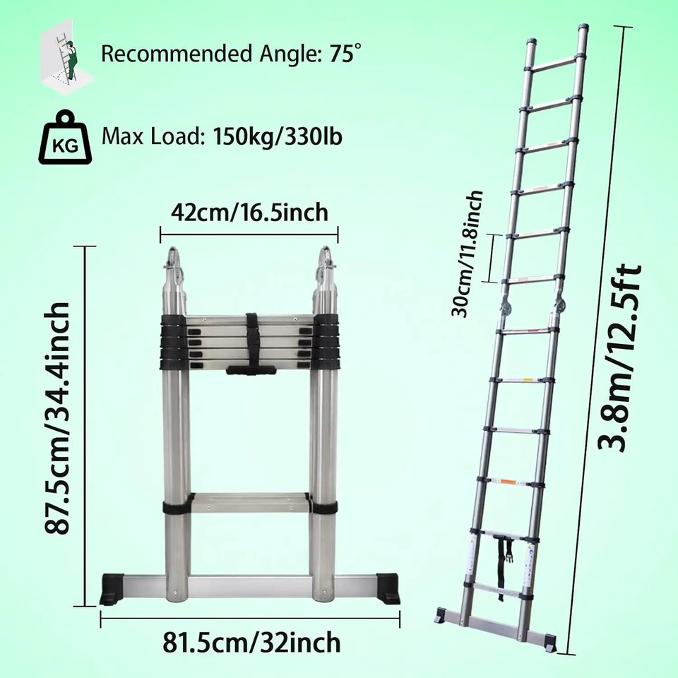 Telescoping Ladder StainlessSteel Folding Ladder Portable Extendable