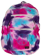 UNDEE BANDZ Tie Dye Peace Applique Backpack Purple Blue Red Pink Blend