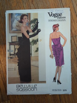used designer evening dresses VTG Vogue 1275 Designer Evening Gown Dress BELLVILLE SASSOON Misses 8  Pattern