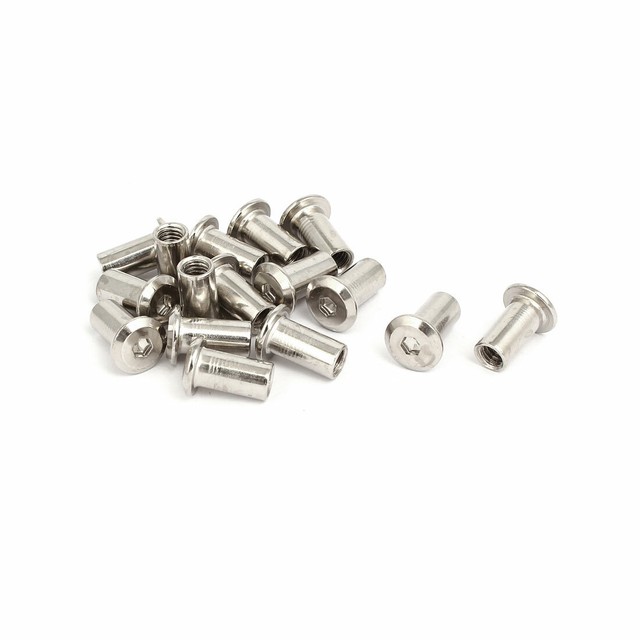 M6x15mm Female Thread Hex Socket Head Barrel Nut Furniture Fittings