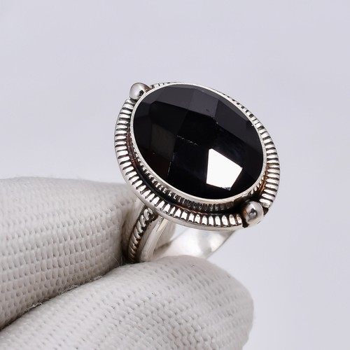 Black Onyx Ring 925 Sterling Silver Jewelry Ring All Size, Dainty Gemstone Ring - Picture 2 of 4