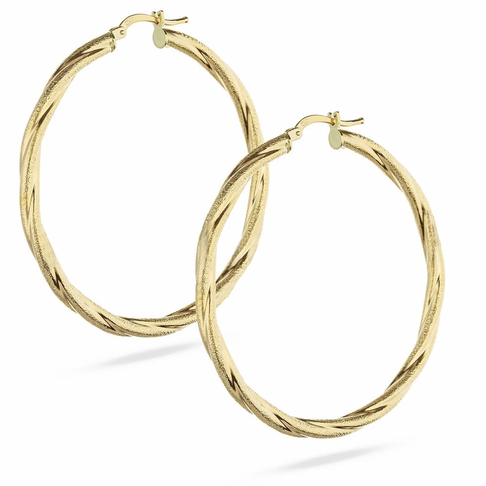 Pendientes De Oro Amarillo 18 QUILATES En Forma De Aro Para Mujer - Imagen 1 de 1