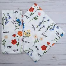 Fabric Dinner Napkins Set of 4 Flower Garden Floral Notes Cotton 20x20