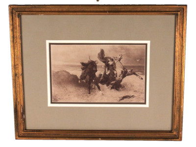 Old Antique Evariste Vital Luminais Etching Print Framed
