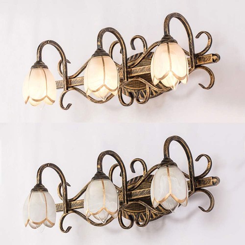 Retro Brass Flower Shape Vanity Light Rust-Proof Wall Light Bedroom Decor Light - Picture 5 of 10