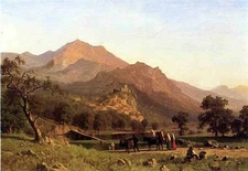 Oil painting Albert Bierstadt - Travelers Rocca de Secca in the landscape canvas