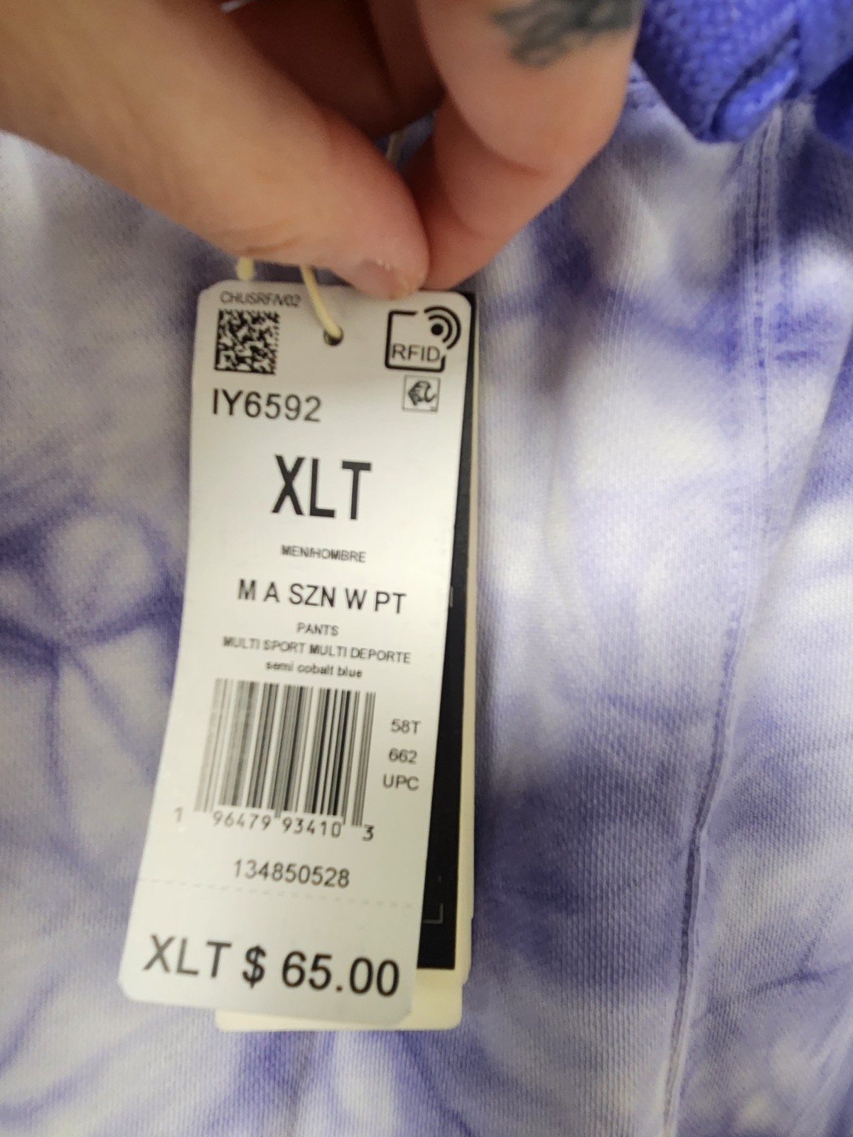 Adidas Unisex Purple Tie-Dye Joggers Size XLT thumbnail 2