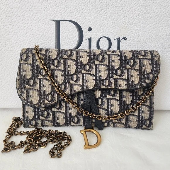 Dior ディオール Saddle サドル TROTTER JACQUARD【ランク:A】 Dior Saddle Oblique Jacquard Trotter Wallet On Chain | eBay