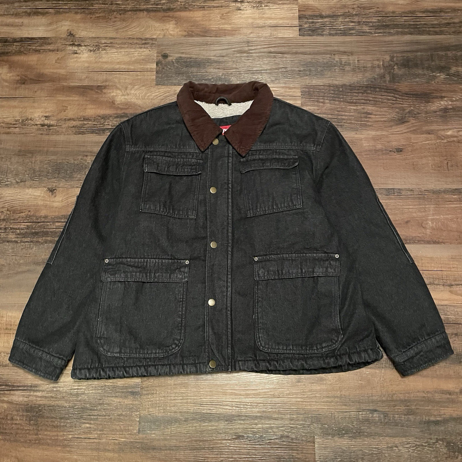 Wrangler Sherpa Lined Denim Jacket Black 3XL Heavyweight Can