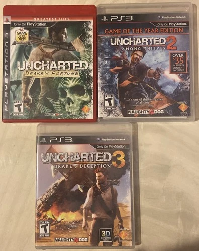Uncharted 1 + 2 + 3 PlayStation 3 PS3 Original Trilogy Bundle Lot CIB