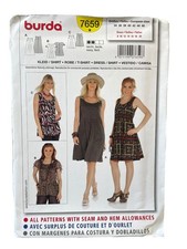 Burda 7659 Dress Shirt Top Sizes 8-20 Semi-Fi...