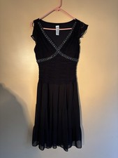 Elegant Black Sangria Dress Size 8 – Beaded Empire Waist Cocktail Party Dress