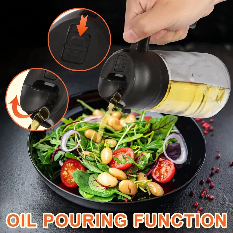 Oil Sprayer for Cooking, 2 in 1 Olive Oil Dispenser Bottle for Kitchen, 16Oz/470 - Image 2 of 4