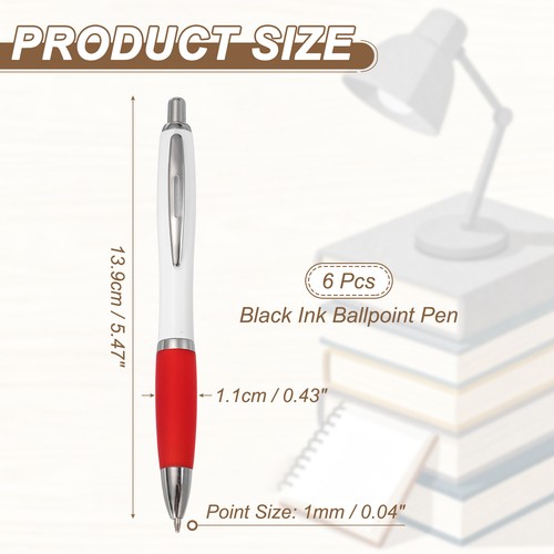 Druckkugelschreiber, 6 Stück 1,0 mm Schwarze Tinte Kugelschreiber, Rot/Weiß - Bild 2 von 7