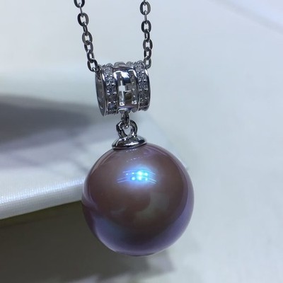 go huge  13mm south sea round lavender  pearl pendant 925s(mr)