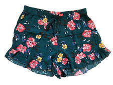 No Boundaries Size L 11-13 31x2.5 Green Floral Pull On Shorts Women Juniors