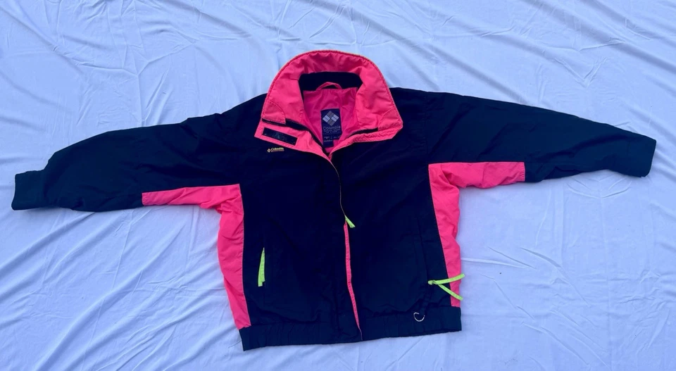 Chaqueta vintage Columbia Bugaboo cremallera completa negra/rosa/amarilla Foto 4 de 4