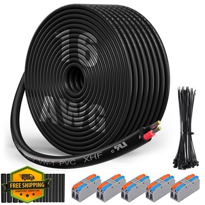 XHF 16 Ga 2 Conductor Stranded Wire 100Ft Black PVC Cord Automotive RV Marine