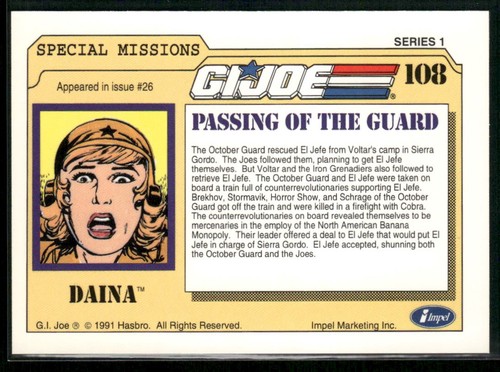 1991 Impel G.I. Joe #108 Passing of the Guard - Picture 2 of 2