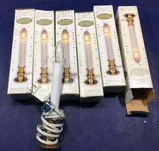 Dusk to Dawn Electric Candle Lights (6 pk) Brass Metal Base vintage christmas 7"