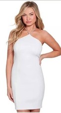 Guess Women's White Kandy Crystal-Strap Halter Mini Dress Size 8