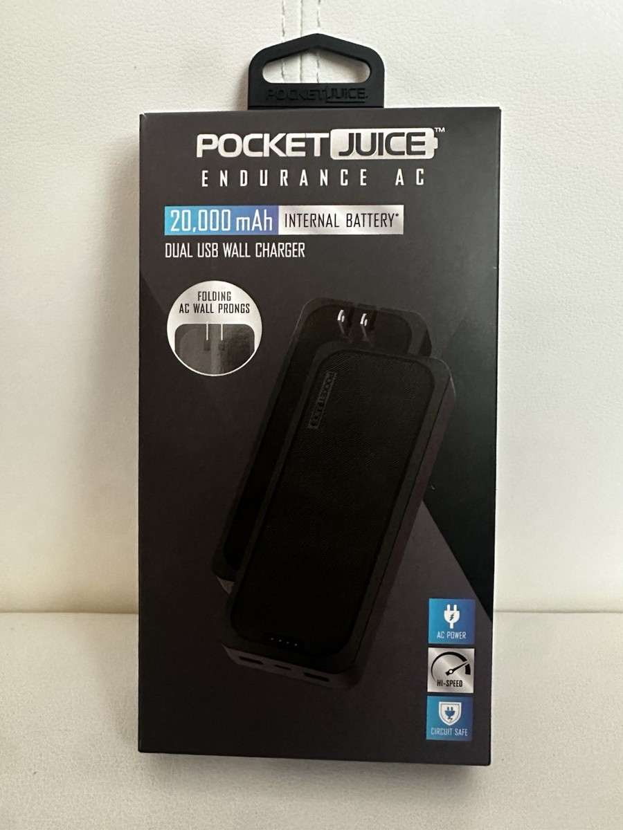 Pocket Juice Endurance AC Built-In Wall Plug 20,000mAh Portable