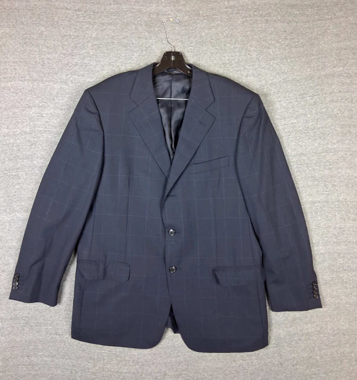 Ermengeldo Zegna Mens Jacket 44R Blue Pinstripe Plaid Wool Sportcoat Blazer