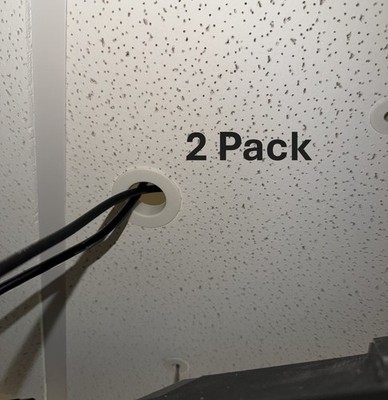 Ceiling Grid Cable Pass Through Grommet 2 Pack - Low Voltage AV Insert-Paintable